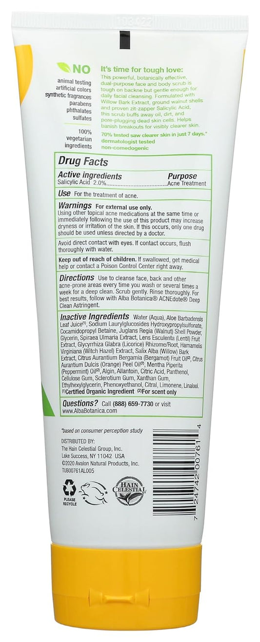 Acnedote Maximum Strength Face & Body Scrub, 8 Oz