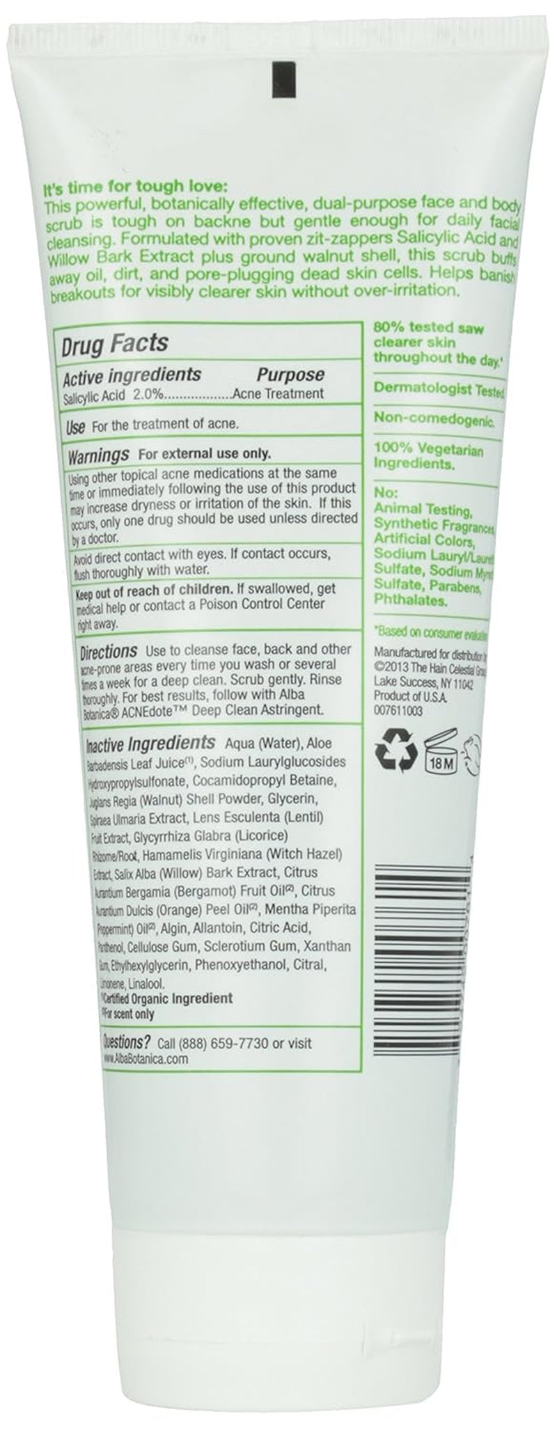 Acnedote Maximum Strength Face & Body Scrub, 8 Oz